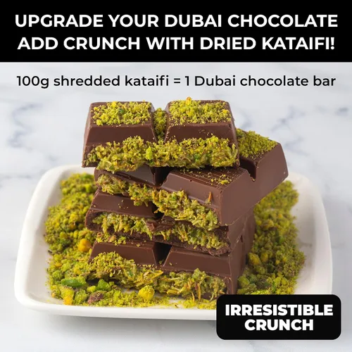 Miniatura 2 de Kataifi Masa de fillo rallada de Zest Delites, Kadayif seco para kit de chocolate Dubai, Knafeh & Kunafa, masa filo rallada Kadayif, pastelería