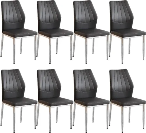 Miniatura 14 de Juego de 4 sillas de comedor negras, modernas sillas de cocina de piel sintética con cojín suave y patas de metal negro, impermeables y fáciles