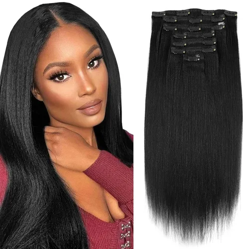 Miniatura 16 de Sassina - Extensión de pelo humano lacio con ondas, con clip, 8A, doble trama, italiano, grueso, extensiones de 10-22 pulgadas, 4.23 oz, 7