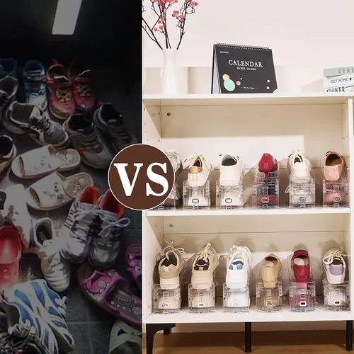 Miniatura 5 de Organizador de ranuras ajustables para zapatos, paquete de 10 unidades de apiladores de zapatos transparentes, soporte para zapatos, ahorrador