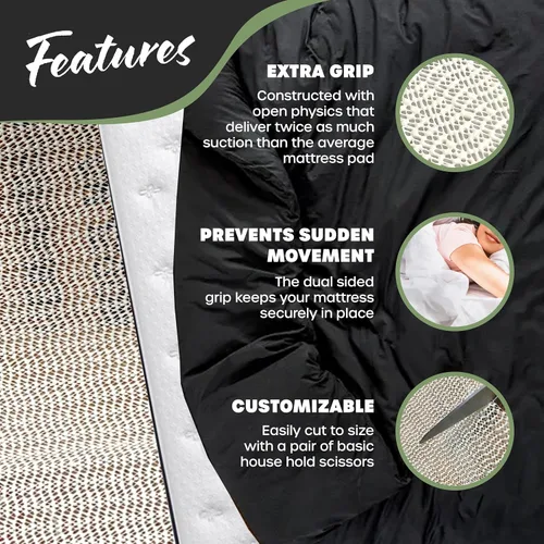Miniatura 2 de Nevlers Almohadilla Antideslizante para Colchón Twin XL de 78" x 36" Topes de Cama para Prevenir que el Colchón se Deslice Agarraderas