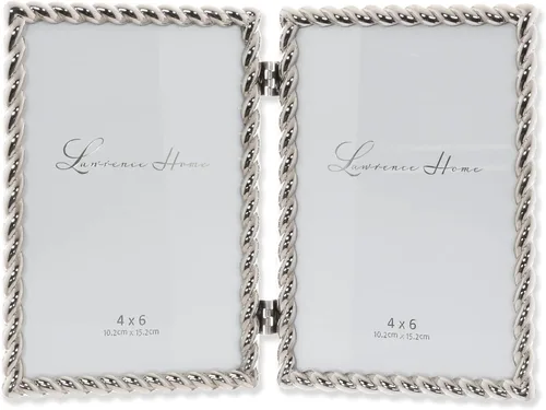 Miniatura 25 de Lawrence Frames Marco de metal con diseño de cuerda, 4 x 6, color plateado Plata