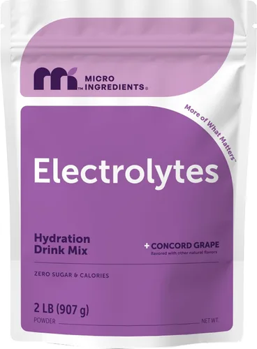 Miniatura 12 de Micro Ingredients Polvo de electrolito de hidratación, 1 libra (69 porciones) Sabor a uva Concord Alto potasio (1,000 mg) + agua de coco Sin