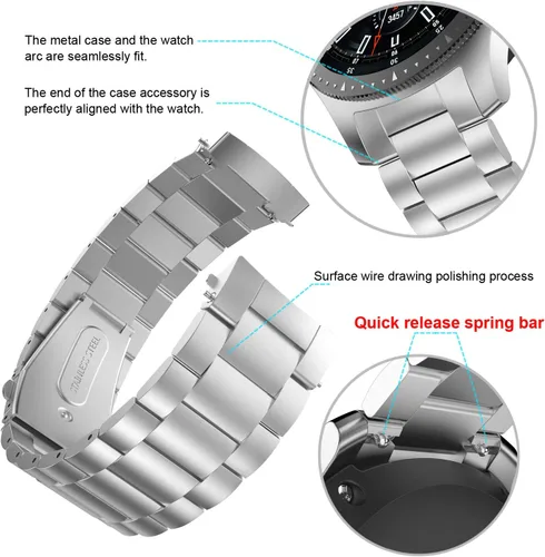 Miniatura 2 de BaiHui - Correa de metal compatible con Galaxy Watch de 1.81 pulgadas, Gear S3 Classic/Frontier, sin huecos, de liberación rápida, de acero