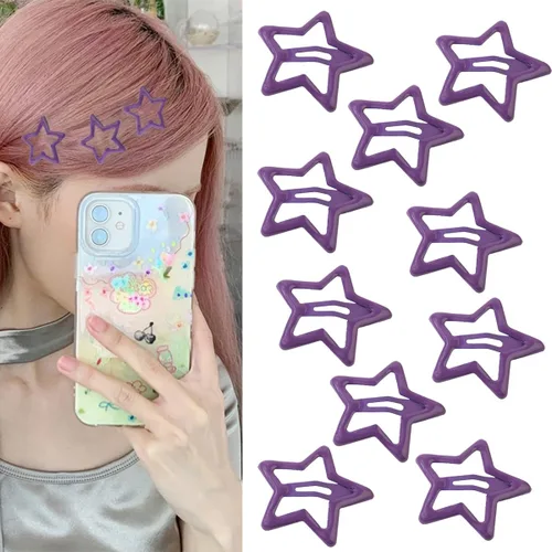 Miniatura 8 de Pinzas para el cabello con diseño de estrella de metal, color rojo, lindos pasadores pequeños Y2K, horquilla hueca antideslizante para niños