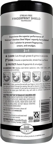 Miniatura 2 de Toallitas de Acero Inoxidable Weiman (Paño Microfibra Grande) Eliminan Huellas Dactilares, Residuos, Marcas de Agua y Grasa de los Aparatos