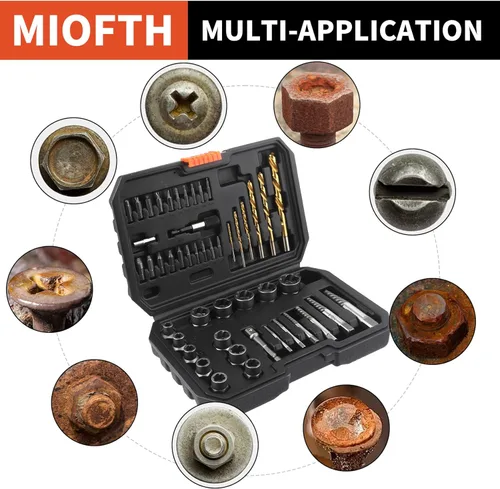 Miniatura 7 de Juego de extractores de tornillos y juego de brocas para mano izquierda, kit de 48 piezas de extracción de pernos fáciles de sacar para quitar
