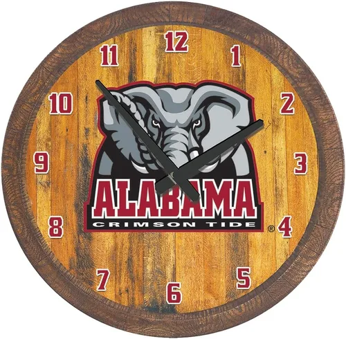 Miniatura 82 de The Fan-Brand NCAA Oklahoma Sooners: Reloj de pared con parte superior de barril de imitación para decoración de bar, decoración de fiesta