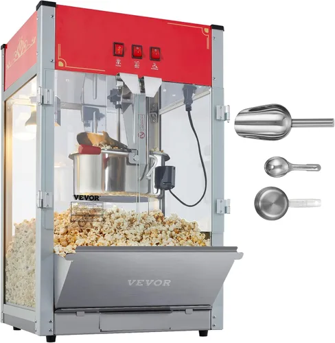 VEVOR Máquina comercial de palomitas de maíz, hervidor de 12 onzas, máquina de palomitas de maíz para encimera de 1440 W para 80 tazas por lote,