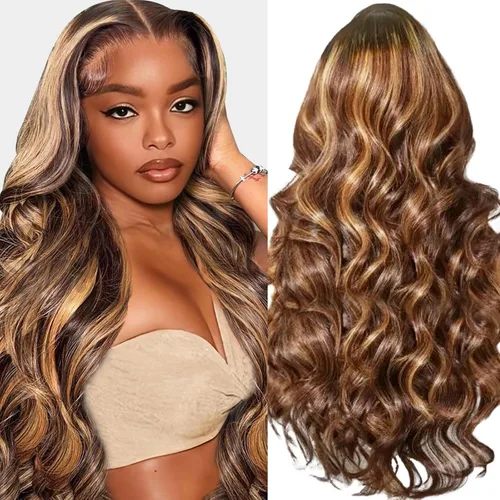 Miniatura 26 de Peluca de cabello humano con encaje frontal de onda corporal, rubio 613, brasileña 13x4, peluca frontal de encaje rubio de 200 densidad, nudos Rubio