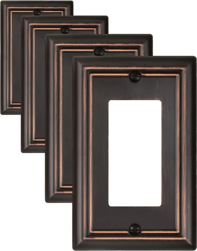 Miniatura 19 de Cubiertas de Enchufe Decorador Doble, Placas de Pared de Bronce Envejecido para Interruptor de Regulador, Enchufe GFCI y Receptáculo, Placas