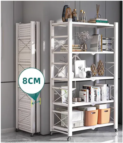 Miniatura 3 de Estantes plegables sin instalación Estantes para el hogar Estantes de múltiples capas Balcón Almacenamiento Exhibición Estante de almacenamiento