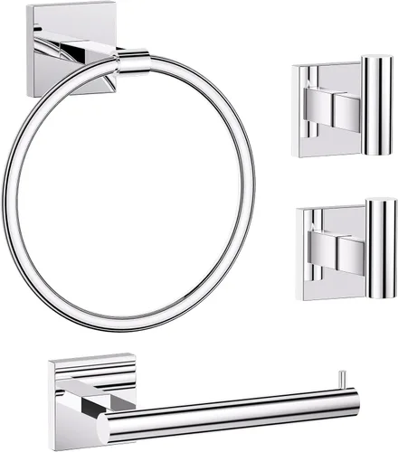 Miniatura 14 de Lairuier Juego de accesorios de baño, juego de 4 piezas de soporte para toallas que incluye soporte para papel higiénico, anillo para toallas y 2