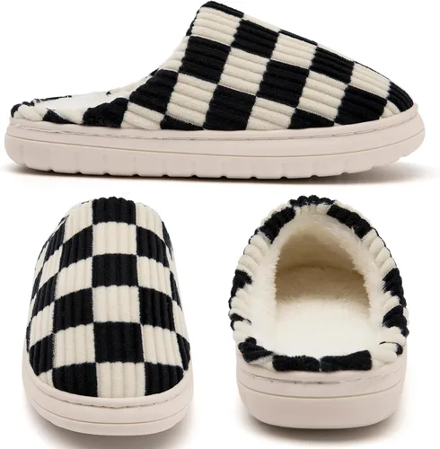 Miniatura 2 de Jaeynow Pantuflas mullidas para mujer en interiores, zapatos de casa unisex de espuma viscoelástica para hombre, zapatos de invierno cálidos
