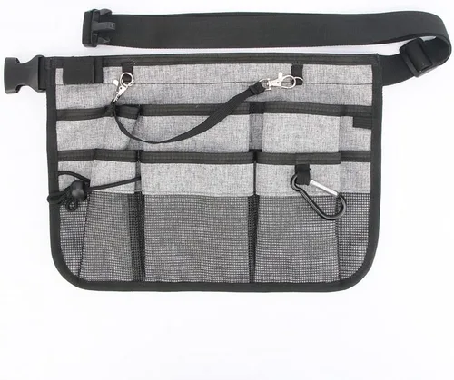Miniatura 2 de Herramienta de jardinería Riñonera Cinturón ajustable Herramienta Delantal Organizador con 8 bolsillos Bolsa colgante Cinturón de herramientas (gris)