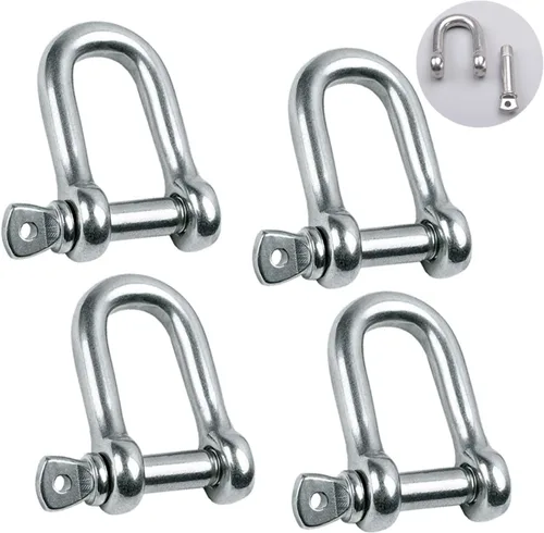 Grillete en forma de D de acero inoxidable 304 5/32", 1/4", 5/16", 3/8", 9/16", para cadenas, cable de alambre, elevación, camping al aire libre,