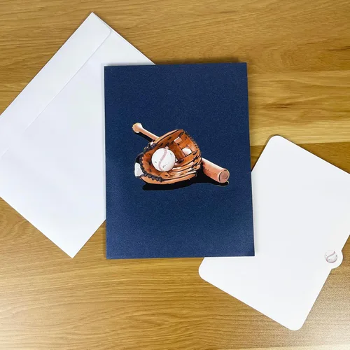 Miniatura 6 de Tarjeta emergente 3D de jugador de béisbol, arte de papel y artesanía, tarjeta de felicitación, cumpleaños, aniversario, Navidad, tarjeta del día