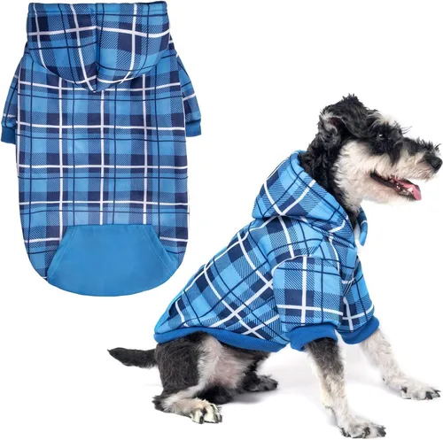 Miniatura 24 de EXPAWLORER - Sudadera con capucha para perro, estilo británico, suave y cálido con agujero para la correa, para clima frío, abrigo de invierno