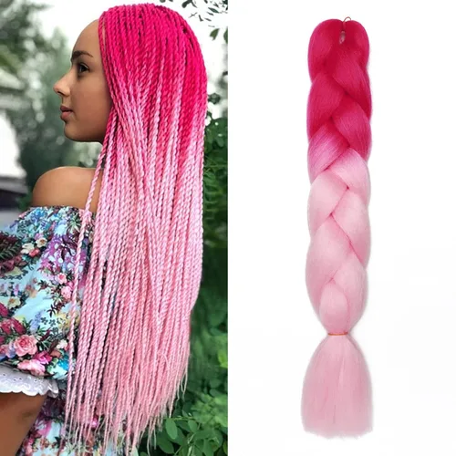 Miniatura 46 de Benehair Extensiones de cabello trenzado ombré de 24 pulgadas, 1 paquete de extensiones de cabello trenzado jumbo de alta temperatura, cabello
