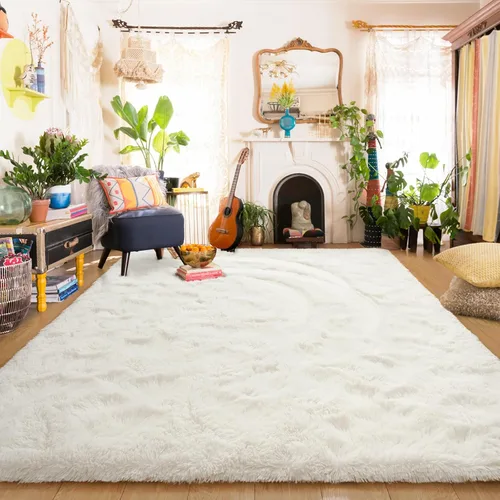 Miniatura 38 de Amearea Alfombra de Área Peluda Esponjosa para Dormitorio de Niños Sala de Estar, Extra Suave y Difusa Alfombras Peludas, Antideslizante, Alfombra