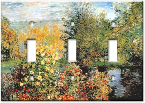 Miniatura 17 de Art Plates - Monet: Stiller Winkle - Placa decorativa de pared de metal con palanca de 1 banda - Cubierta de placa de interruptor de luz de una