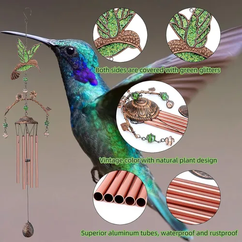 Miniatura 7 de Campanillas de viento de mariposa – Campanillas de viento para exterior de tono profundo de 34 pulgadas, 5 tubos de aluminio, regalos de mariposa