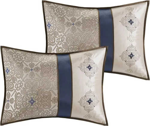 Miniatura 12 de Madison Park Essentials Delaney - 24 piezas para habitación, jacquard satinado, para todas las estaciones, tamaño California King