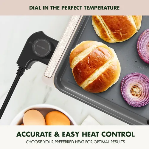 Miniatura 7 de GreenPan Plancha eléctrica avanzada de 10.5 x 20 pulgadas con cajón de calentamiento, revestimiento antiadherente de cerámica saludable sin PFAS