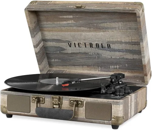 Miniatura 10 de Victrola Journey - Reproductor de discos portátil de maleta con Bluetooth y altavoces integrados, tocadiscos de vinilo de 3 velocidades, salida RCA