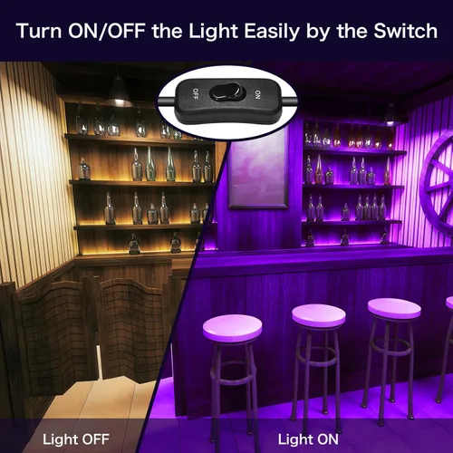 Miniatura 6 de XYCN Paquete de 2 luces LED negras de 200 W para exteriores, luz de inundación con enchufe, de 395 nm a 410 nm IP66 impermeable para fiesta