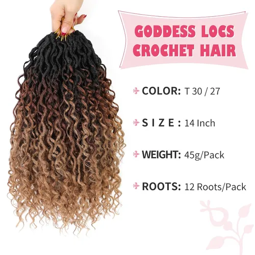 Miniatura 78 de Alicoco Goddess Locs Cabello de Ganchillo 12 Pulgadas 8 Paquetes Rastas Sintéticas de Ganchillo Para Mujeres Rastas Suaves Boho Pre-enrolladas River