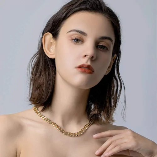 Miniatura 2 de CLASSYZINT Gargantilla de cadena de eslabones cubanos de oro para mujer, collar de cadena de oro grueso de 0.354in de grosor, collar de moda