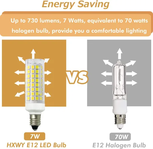 Miniatura 4 de Bombilla LED E12 de 7 W equivalente a 75 W halógena, regulable de 120 V 730 LM, base de candelabro T3/T4, bombillas para ventilador de techo, Blanco