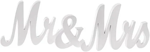 Miniatura 2 de Letras de madera Mr y Mrs para bodas, letras independientes para fotos, regalo rústico para aniversario o despedida de soltera (blanco)
