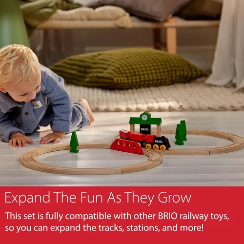Miniatura 6 de BRIO Juego Clásico en Forma de 8 - Juego de Tren de Madera con Certificación FSC de 22 Piezas y Accesorios - Incluye Tren, Estación, Árboles, Vías