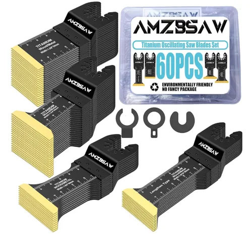 Miniatura 9 de AMZBSAW 16 piezas de cuchillas oscilantes de titanio para corte de metal, cuchillas multiherramienta para clavos de metal blando, material duro