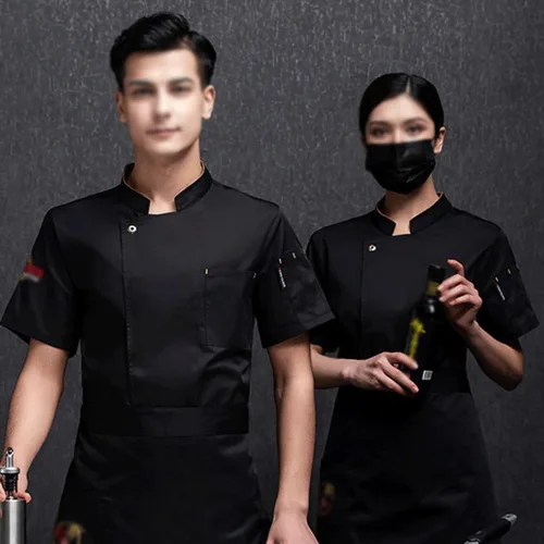 Miniatura 3 de Unisex Short Sleeve Chef Coat Kitchen Chef Uniform with Pocket Shirt Chef Jacket Food Restaurant Work Clothes