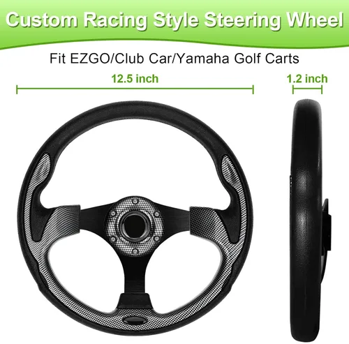 Miniatura 3 de Volante de carrito de golf compatible con EZGO RXV y TXT, Club Car DS, Club Car Precedent Tempo, Yamaha Golf Cart (volante negro)