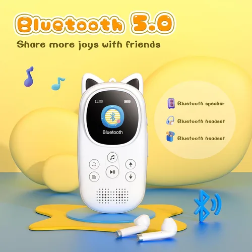 Miniatura 3 de Reproductor de MP3 para niños, reproductor de MP3 Bluetooth 5.0 de 32 GB, reproductor de música infantil con radio FM, altavoz, grabadora de voz