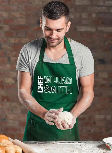 Miniatura 7 de Delantal de chef personalizado con nombre – Delantal personalizado para hombres, regalo de cocina de barbacoa para papá, marido o abuelo – Delantal