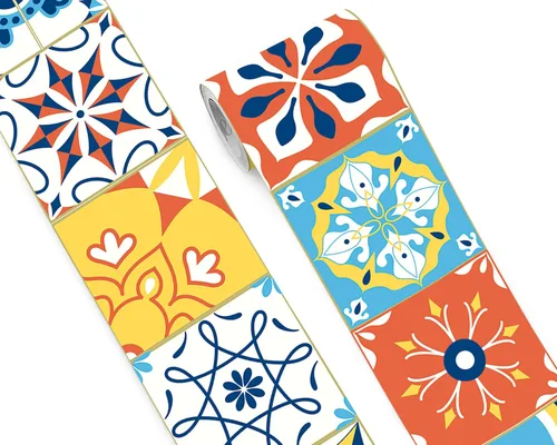 Miniatura 54 de FLFK Adhesivos de Azulejos de Borde de Pared Despegar y Pegar Papel Tapiz de Borde para Salpicadero de Cocina Baño Cuarto de Ducha, 4"x240