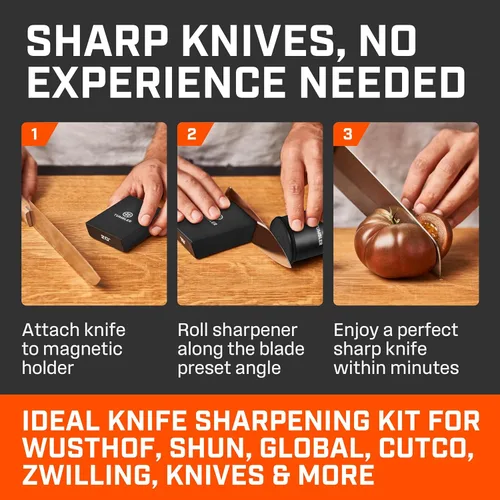 Miniatura 3 de TUMBLER Pro Rolling Knife Sharpener™ - Afilado de cuchillos hecho fácil - Kit de afilado de cuchillos rodante con sistema de disco removible - Negro