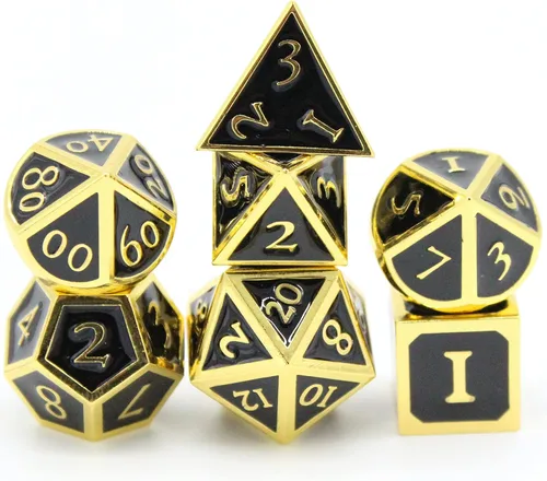 Miniatura 9 de HEIMDALLR Juego de dados de metal DND, 7 piezas, juego de dados de metal indestructibles con bolsa de dados; juego de dados D&D