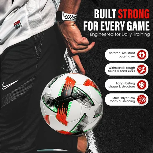 Miniatura 8 de Balón de fútbol profesional tamaño 4 y 5 – Pelota de entrenamiento y partido sin costuras para jóvenes, niños y adultos, piel sintética impermeable