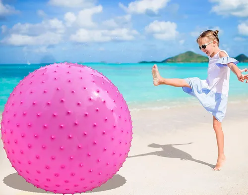 Pelota de masaje sensorial grande para niños, 33.5 pulgadas, 3.1 libras, pelota de ejercicio inflable rosa para niños pequeños, bolas inflables 1