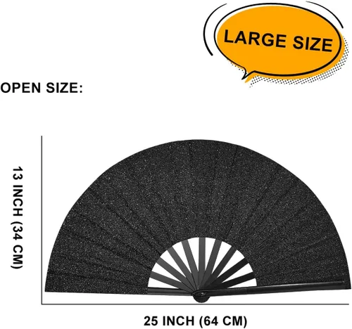 Miniatura 6 de Abanicos rave, gran ventilador plegable de mano para baile de línea, grandes fanáticos de aplaudir, fanáticos del festival, plegable para baile