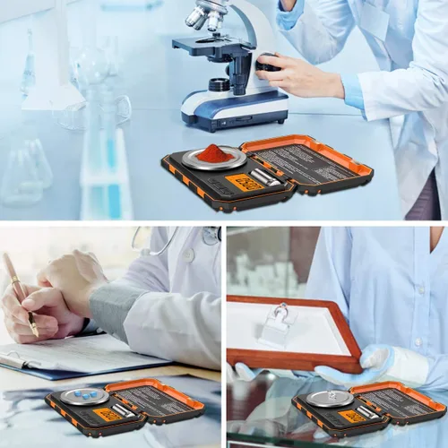 Miniatura 7 de Báscula digital profesional de miligramo, 1.76 oz (actualizada) báscula de joyería de tamaño de bolsillo de alta precisión máxima, báscula Naranja