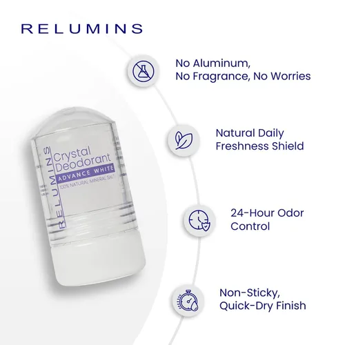 Miniatura 5 de Relumins Desodorante de cristal, sal mineral totalmente natural, sin manchas, no irritante, desodorante sin aluminio con protección contra olores
