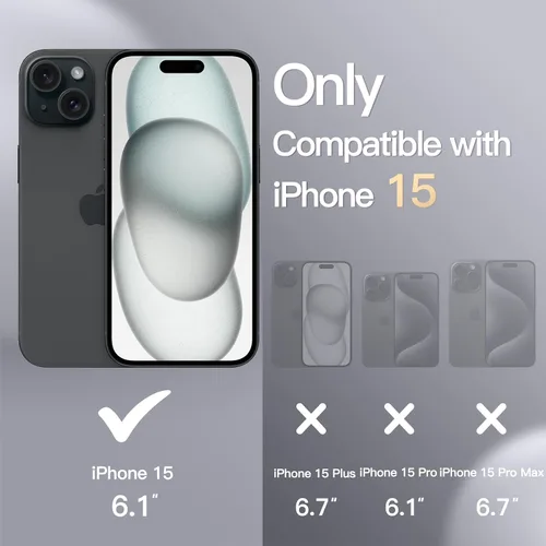 Miniatura 2 de JETech - Carcasa de silicona para iPhone 15 de 6.1 pulgadas, funda protectora de cuerpo completo de tacto suave y sedoso, cubierta a prueba