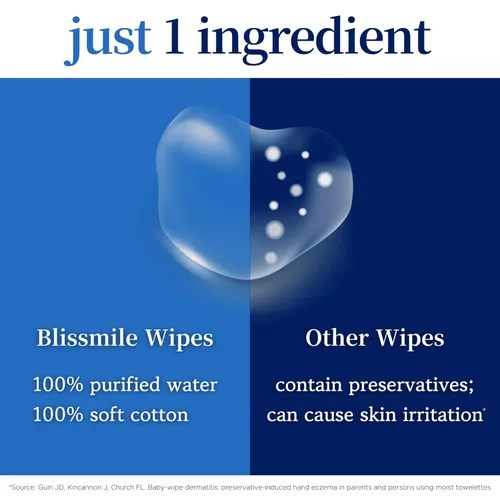 Miniatura 6 de Blissmile Toallitas húmedas 100% de agua, tamaño de viaje, envueltas individualmente, sin perfume, cuidado de cara, manos, cuerpo y femenino, suaves